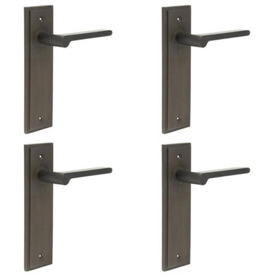 4 PACK Premium Dark Bronze Door Handle Latch Backplate for Luxurious Homes - Solid Brass Interior Handle