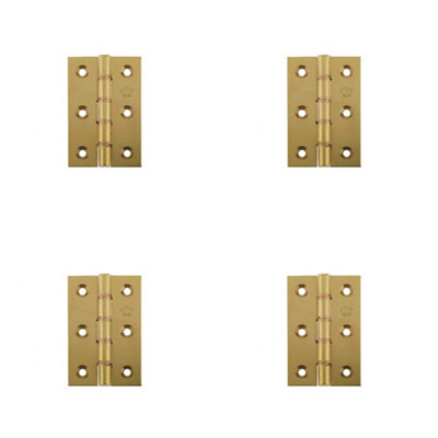 4 PACK Premium Double Phosphor Bronze Washered Hinge - 76x50x3mm Polished Brass Finish - Door Hinges
