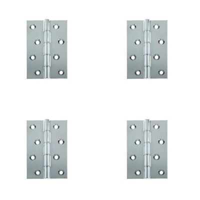 4 PACK Premium Double Phosphor Bronze Washered Hinge in Polished Chrome Finish - Door Hinges
