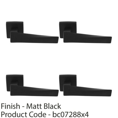 4 PACK - Premium Geomteric Door Handle Set - Matt Black Angled Lever on ...