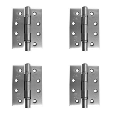 4 PACK Premium Grade 13 Stainless Steel Ball Bearing Hinges - 102x76x3mm Satin Finish - 30/60 Fire Door Hinge