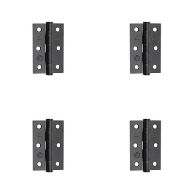 4 PACK Premium Grade 7 Steel Ball Bearing Hinge - 76x50mm in Elegant Matt Black Finish - Door Hinges