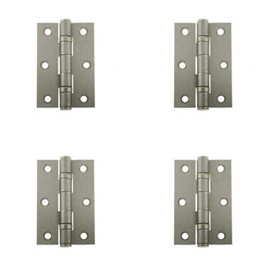 4 PACK Premium Grade 7 Steel Ball Bearing Hinge - 76x50mm in Satin Nickel Finish - Door Hinges