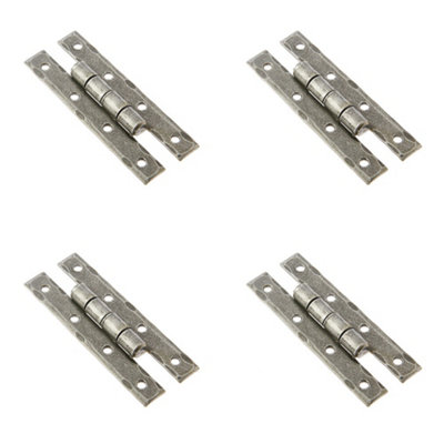 4 PACK Premium H-Hinge 35x90mm in Elegant Pewter Finish - Traditional Gate Door - Door Hinges