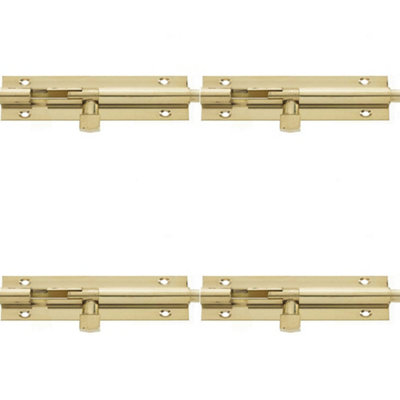 4 PACK Premium Heavy-Duty Brass Straight Barrel Bolts - 152x38mm Polished for Enhanced Security - Door Bolt