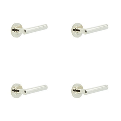 4 PACK Premium Knurled Rose Door Handle in Polished Nickel - Interior ...