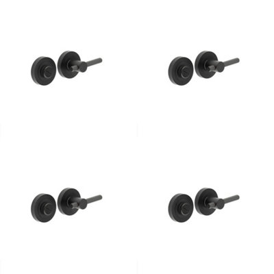 4 PACK Premium Knurled Turns and Releases in Sleek Black Finish - Door Handle