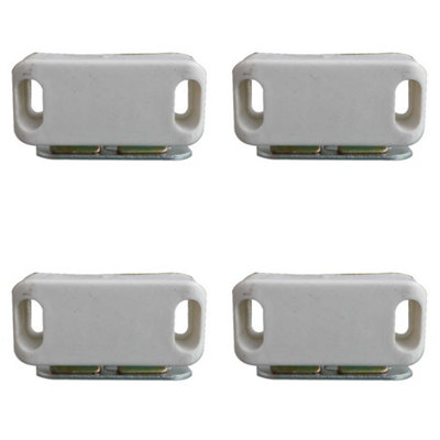 4 PACK Premium Magnetic Catches for Cabinets - 42x18mm White - Cupboard Door Catch