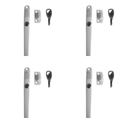 4 PACK Premium Modern Lockable Casement Fasteners - 124mm White for Enhanced Security - Window Handle