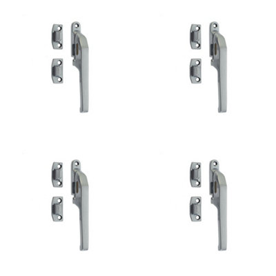 4 PACK Premium Modern Non-Lockable Casement Fasteners in Satin Chrome - 124mm - Window Handle