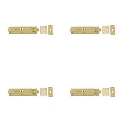 4 PACK Premium Polished Brass Architectural Slide Bolts - 150x40mm for Enhanced Security - Door Bolt Lock