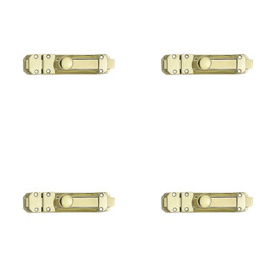 4 PACK Premium Polished Brass Contract Door Bolts 138x30mm for Enhanced Security - Door Bolt Lock