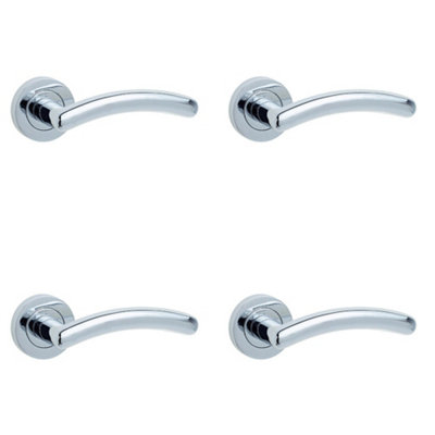 4 PACK Premium Polished Chrome Door Handle for Elegant Interiors - Interior Handle