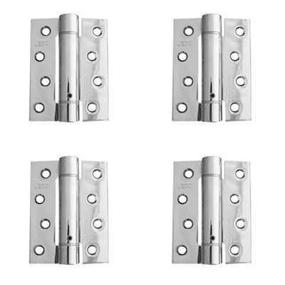 4 PACK Premium Polished Chrome Single Action Spring Hinge 102x76x2.7mm Pack of 3 - Door Hinges