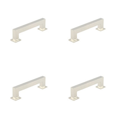 4 PACK Premium Polished Nickel Cabinet Handle - 128mm Modern Design - Kitchen Drawer Pull Handle
