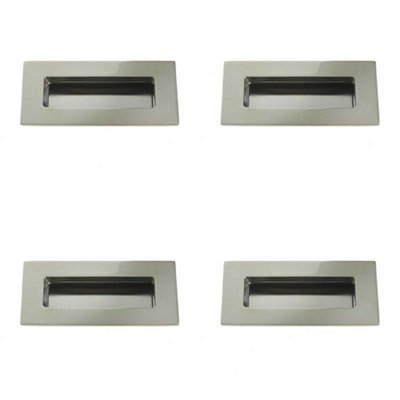 4 PACK Premium Polished Stainless Steel Flush Pulls 100x50mm for Modern Doors - Recessed Door Handle