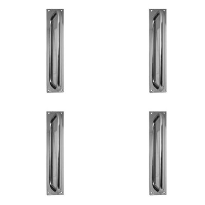 4 PACK Premium Polished Stainless Steel Pull Handle with Plate - 225x19mm - Door Handle