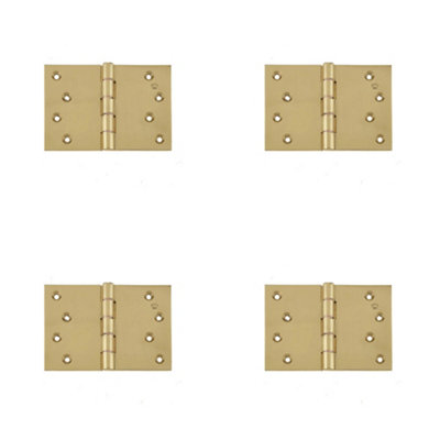 4 PACK Premium Projection Hinge 102x151x3.5mm in Polished Brass Finish - Door Hinges