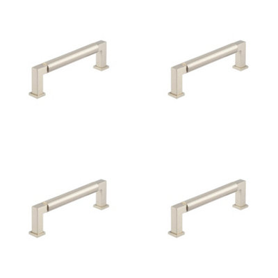 4 PACK Premium Round Cabinet Handle 128mm Satin Nickel Finish for Modern and Traditional Cabinets - Kitchen Drawer Pull Handle