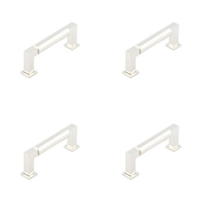 4 PACK Premium Round Cabinet Handle 96mm in Polished Nickel Finish - Kitchen Drawer Pull Handle