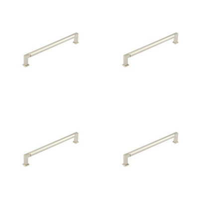 4 PACK Premium Round Cabinet Handle in Satin Nickel Finish - 224mm - Kitchen Drawer Pull Handle
