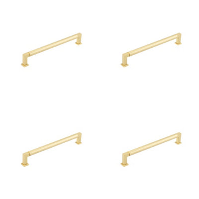 4 PACK Premium Round Satin Brass Cabinet Handle - 224mm - Kitchen Drawer Pull Handle