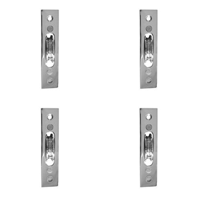 4 PACK Premium Sash Roller with Rectangular Plate - 118x26mm in Polished Chrome Finish - Window Fastener