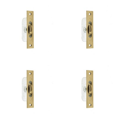 4 PACK Premium Sash Roller with Rectangular Plate - 118x26mm Polished Brass for Smooth Operation - Window Fastener