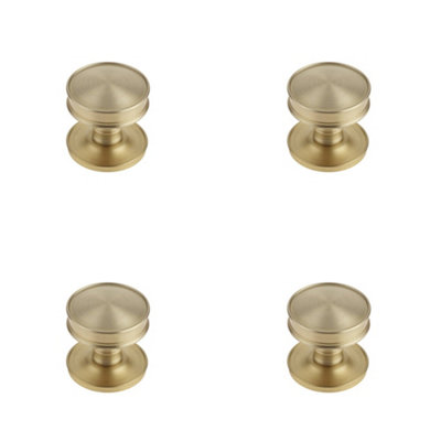 4 PACK Premium Satin Brass Cupboard Knob for Elegant Interiors - Kitchen Cabinet Knob