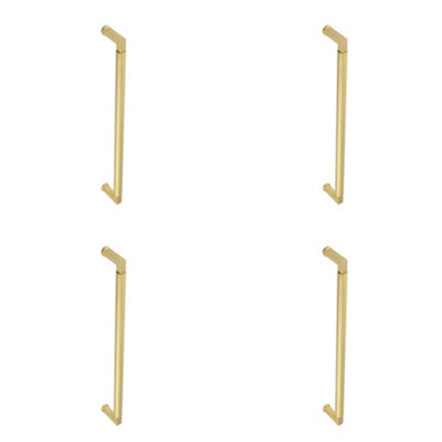 4 PACK Premium Satin Brass Pull Handle with Unique Stepped Design 425mm x 20mm - Door Handle