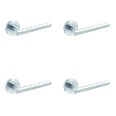 4 PACK Premium Satin Stainless Steel Door Handle on Rose Grade 304 Interior Handle