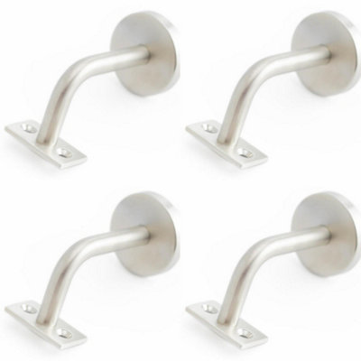 4 PACK Premium Satin Stainless Steel Handrail Brackets 75mm for Secure Mounting - Stair Bannister Holder