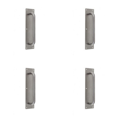 4 PACK Premium Satin Stainless Steel Pull Handle with Plate - 225x19mm Size - Door Handle