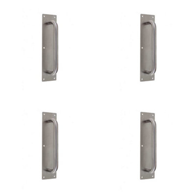 4 PACK Premium Satin Stainless Steel Pull Handle with Plate - 300x19mm Durable Design - Door Handle