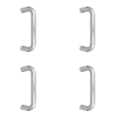 4 PACK Premium Stainless Steel 19mm D Shape Pull Handle - Grade 304, Polished Finish, B/T Fixing 300x19mm - Door Handle