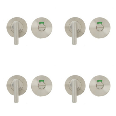 4 PACK Premium Stainless Steel Easy Turns and Releases with Indicator - 52x8mm Satin Finish - Door Handle