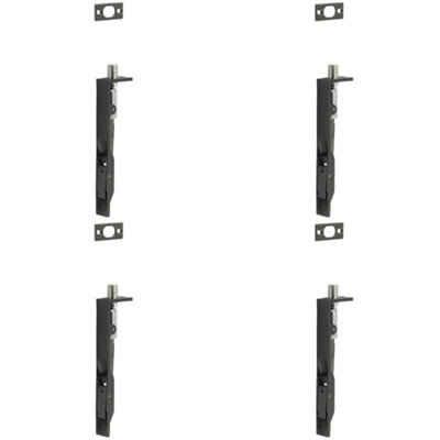 4 PACK Premium Stainless Steel Flush Bolts Dark Bronze 150mm x 20mm Square Forend