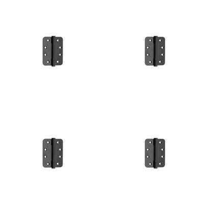 4 PACK Premium Stainless Steel Grade 13 Radiused Black Polymer Bearing Hinges 102x76x3mm - 30/60 Fire Door Hinge