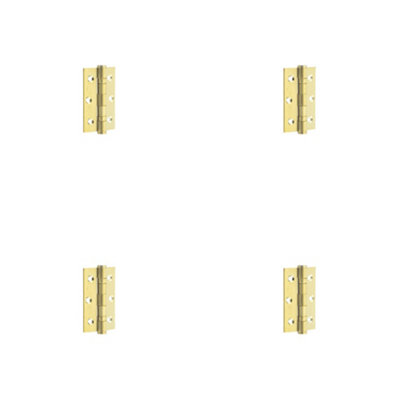 4 PACK Premium Stainless Steel Grade 7 Ball Bearing Hinge 76x50mm with Satin Brass Finish - Door Hinges