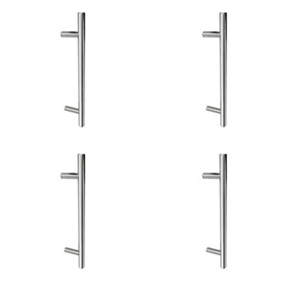 4 PACK Premium Stainless Steel Pull Handle 19mm for B/T Fixing - 1000x19x900mm in Satin Finish - Door Handle