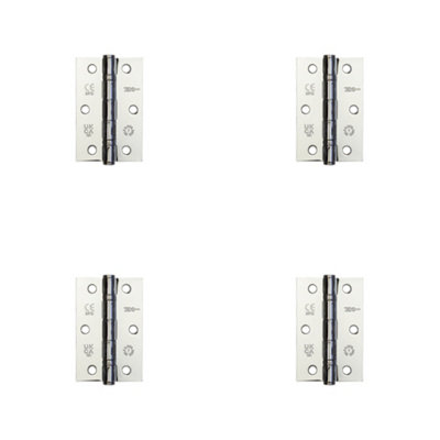 4 PACK Premium Steel Ball Bearing Hinge 89x58mm Polished Chrome for Smooth Operation - Door Hinges