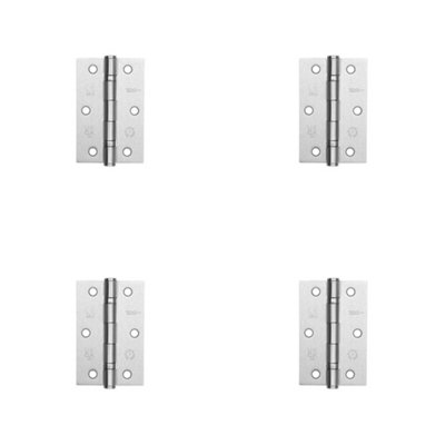4 PACK Premium Steel Ball Bearing Hinge 89x58mm Satin Chrome for Smooth Operation - Door Hinges