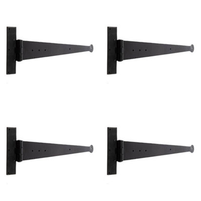 4 PACK Premium T Hinge 445x132mm - Sleek Black Design for Doors and Gates - Traditional Gate Door - Door Hinges