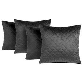 4 Pack Quilted Matte Velvet Cushion Covers