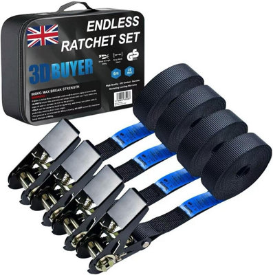 4 Pack Ratchet Tie Down Straps  6 m Heavy Duty Securing Straps