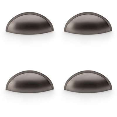 4 PACK - Rear Fixing Cup Handle - Dark Bronze - 57mm Centres Solid Brass Shaker Unit Pull