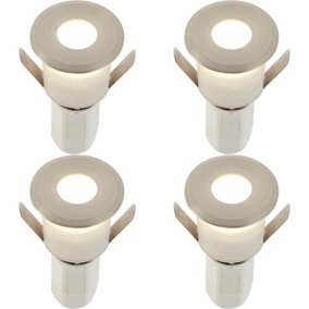 4 PACK Recessed Decking IP67 Guide Light - 1.2W Cool White LED - Satin Nickel