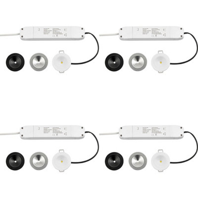 4 PACK Recessed Emergency Ceiling Guide Light Kit - Daylight White LED - White