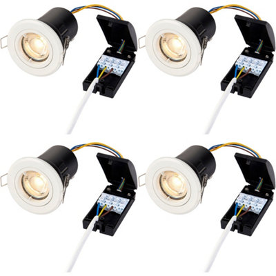 4 PACK Recessed Fixed Ceiling Downlight - 50W GU10 Reflector - Matt White