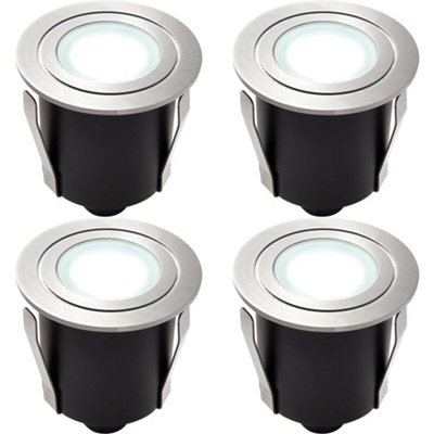 4 PACK Recessed IP67 Guide Light - 1.2W Daylight White LED - Stainless ...